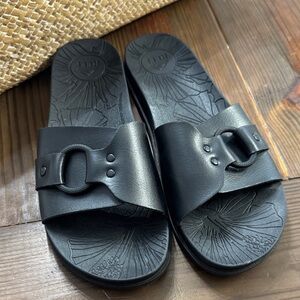 Reef Black Embossed Slide Sandals